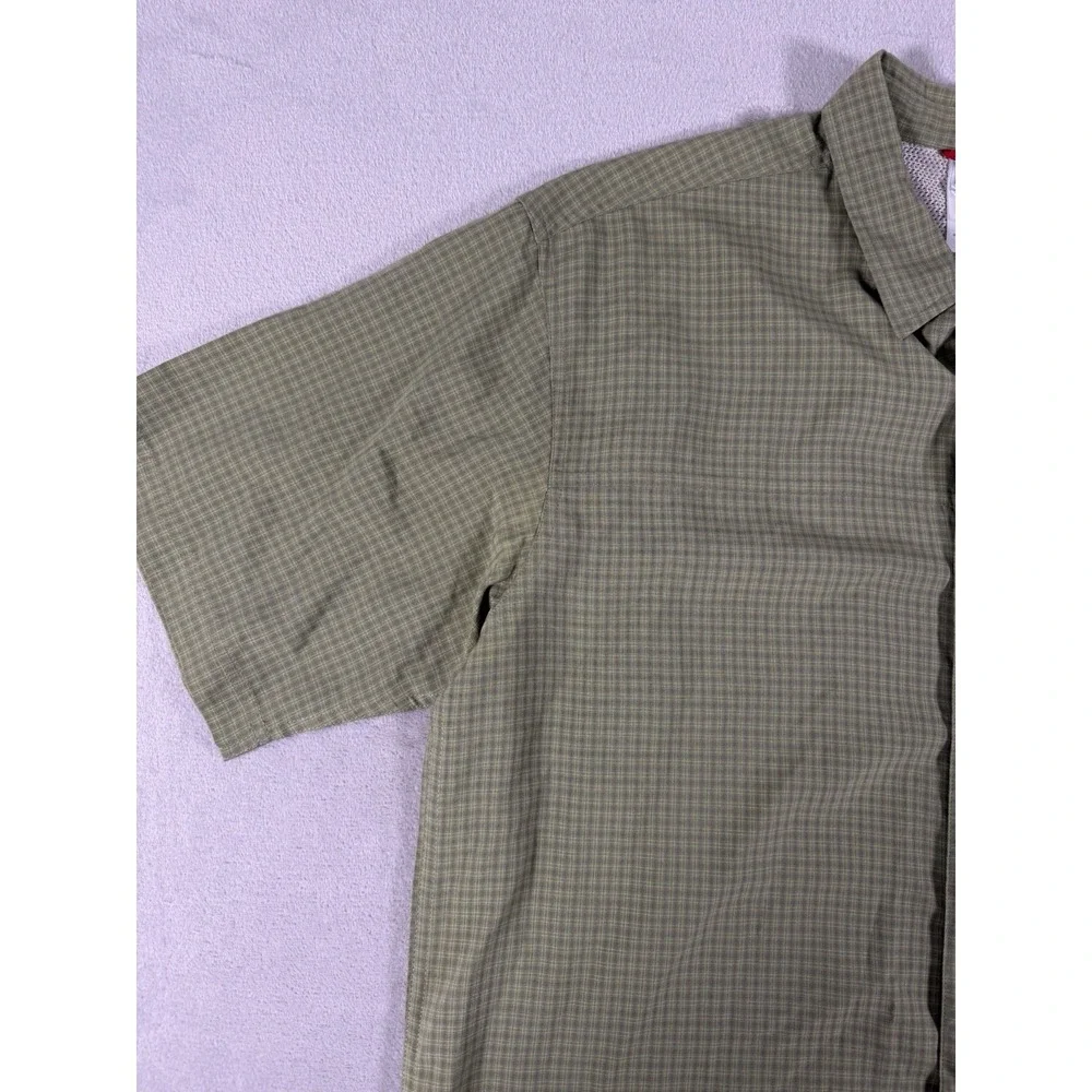 The North Face Plaid Hiking Shirt Men's L‎ Green Short Sleeve Button Up Outdoor